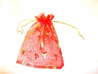 Red Tulip Design Organza Favour Bags (Pack of 12)