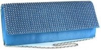 Blue Diamante Encrusted Evening Clutch Bag