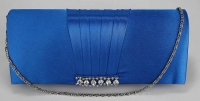 Blue Crystal Satin Clutch Purse					