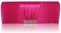 Pink Crystal Satin Clutch Purse