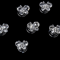 12 Precious Silver Clear Crystal Butterfly Twist-Ins