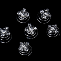 12 Gorgeous Silver Clear Rhinestone Flower Twist-Ins 