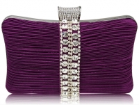 Gorgeous Purple Sparkly Diamante Strip Clutch Evening Bag