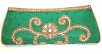 Green Sequin Indian Clutch Bag 