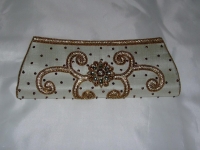 Cream Sequin Indian Clutch Bag 