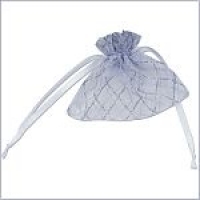 Glittery Diamond Striped Favour Bags (White/Silver) - Pack of 10