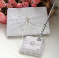 Beautiful White Guest Book & Matching Pen Set 